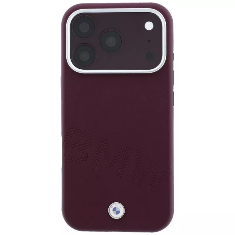 Capa MagSafe BMW Sign Inclined Deboss Letters para iPhone 18 Pro Max / 17 Pro Max - bordô