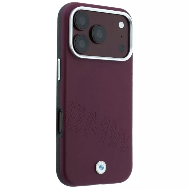 Capa MagSafe BMW Sign Inclined Deboss Letters para iPhone 18 Pro Max / 17 Pro Max - bordô