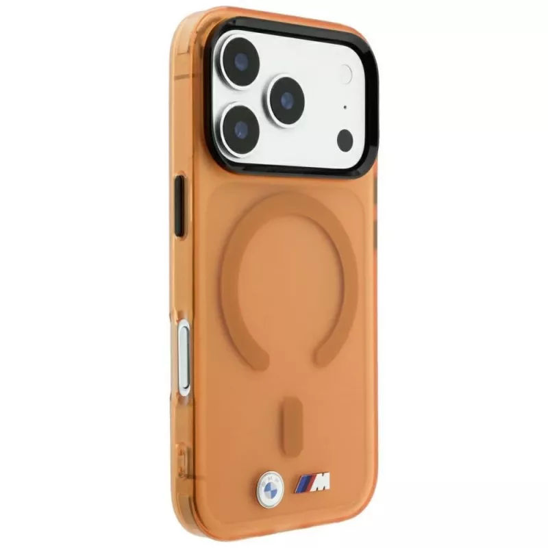 Capa MagSafe BMW M IML Frosted Metal Logo & Trims para iPhone 18 Pro Max / 17 Pro Max - laranja