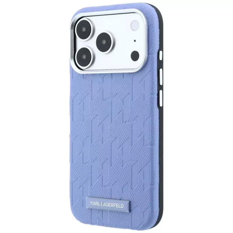 Capa MagSafe Karl Lagerfeld Grained Mono Resin Logo para iPhone 18 Pro Max / 17 Pro Max - azul-claro