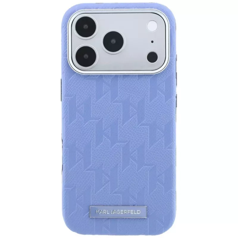 Capa MagSafe Karl Lagerfeld Grained Mono Resin Logo para iPhone 18 Pro Max / 17 Pro Max - azul-claro