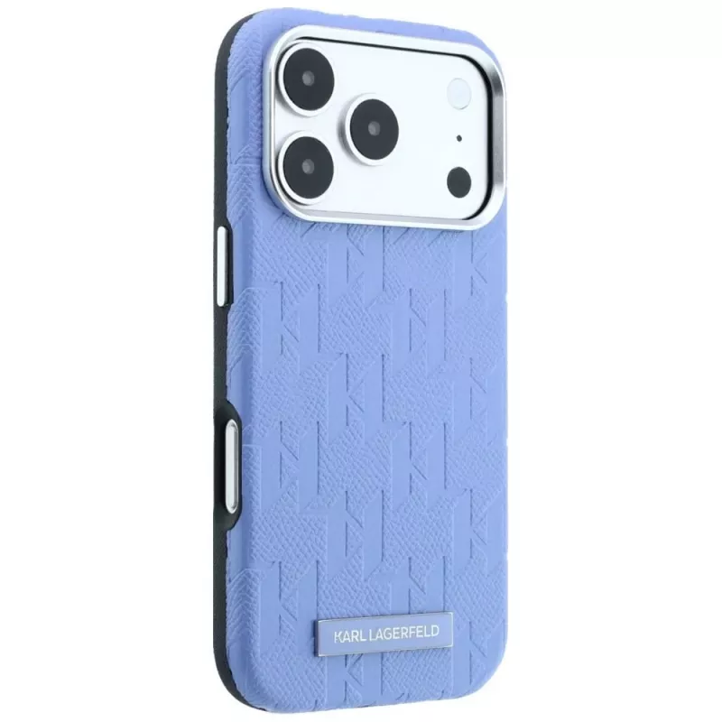 Capa MagSafe Karl Lagerfeld Grained Mono Resin Logo para iPhone 18 Pro Max / 17 Pro Max - azul-claro