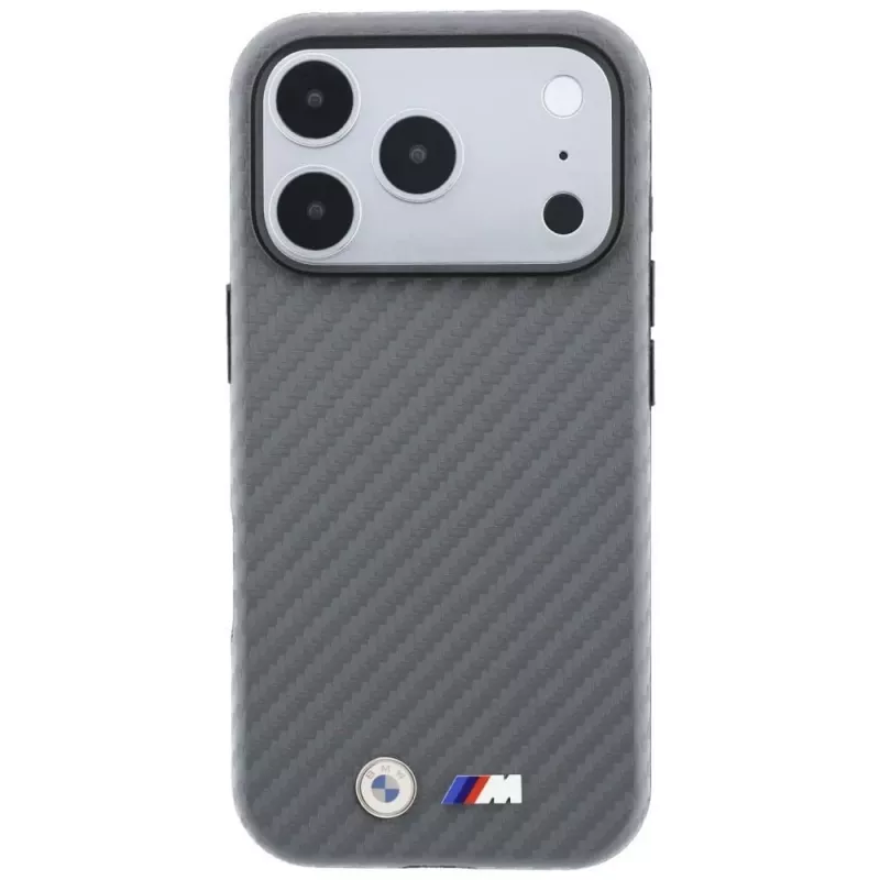 Capa MagSafe BMW M Carbon Metal Logo para iPhone 18 Pro Max / 17 Pro Max - cinzenta