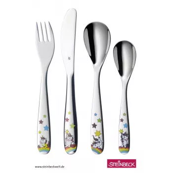 Conjunto de talheres infantis WMF Unicorn 4 peças prateado