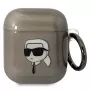 Capa Karl Lagerfeld KLA2HNIKTCK para AirPods 1/2 preta com cabeça do Karl