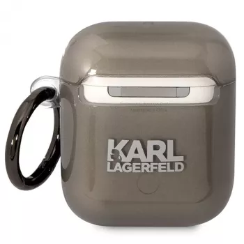 Capa Karl Lagerfeld KLA2HNIKTCK para AirPods 1/2 preta com cabeça do Karl