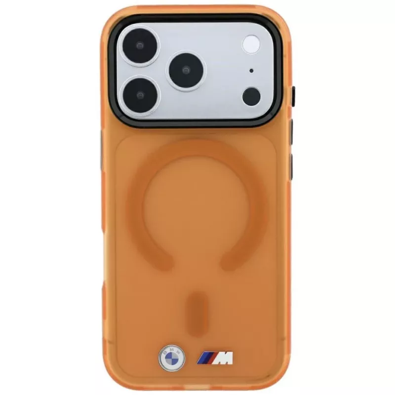 Capa MagSafe BMW M IML Frosted Metal Logo & Trims para iPhone 18 Pro / 17 Pro - laranja