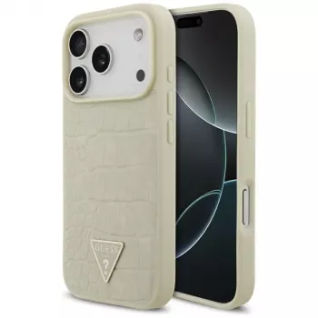 Capa MagSafe GUESS Croco Triangle Logo para iPhone 17 Pro - dourada