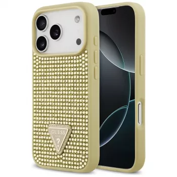 Capa GUESS Rhinestone Triangle Logo para iPhone 17 Pro - dourada