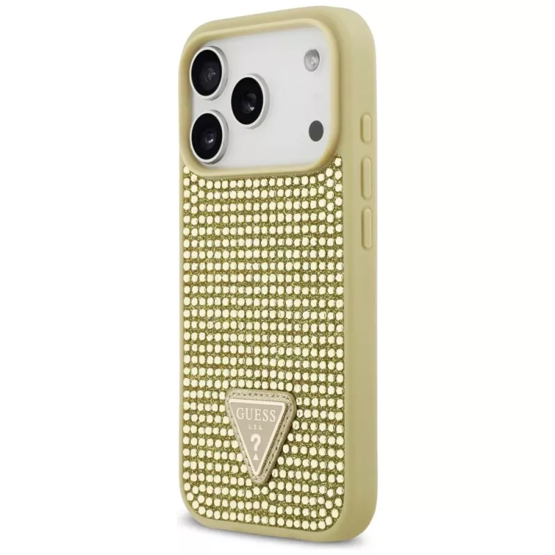 Capa GUESS Rhinestone Triangle Logo para iPhone 17 Pro - dourada
