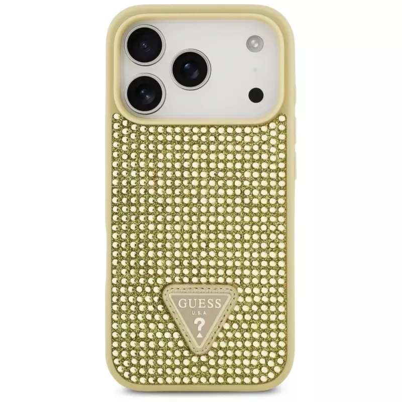 Capa GUESS Rhinestone Triangle Logo para iPhone 17 Pro - dourada