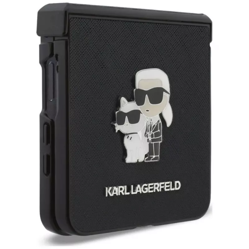 Capa Karl Lagerfeld Karl & Choupette Saffiano Pins para Samsung Galaxy Z Flip8 - preta