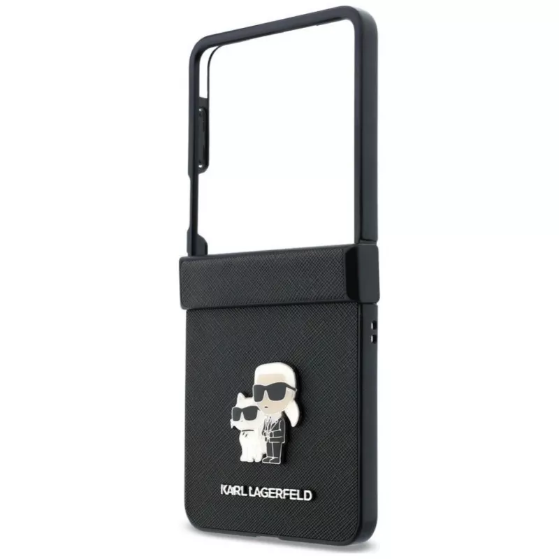 Capa Karl Lagerfeld Karl & Choupette Saffiano Pins para Samsung Galaxy Z Flip8 - preta