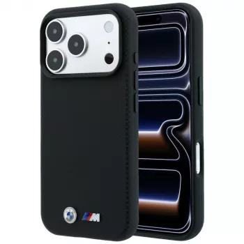 Capa MagSafe BMW M Quadrille Kevlar Metal Logo para iPhone 18 Pro / 17 Pro - preta