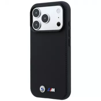 Capa MagSafe BMW M Quadrille Kevlar Metal Logo para iPhone 18 Pro / 17 Pro - preta