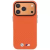 Capa MagSafe BMW M Quadrille Kevlar para iPhone 17 Pro Max / 18 Pro Max – laranja com logótipo metálico