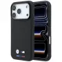 Capa MagSafe BMW M Quadrille Kevlar para iPhone 18 Pro Max / 17 Pro Max - preta com tricolor e logótipo metálico