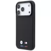 Capa MagSafe BMW M Quadrille Kevlar para iPhone 18 Pro Max / 17 Pro Max - preta com tricolor e logótipo metálico