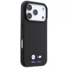 Capa MagSafe BMW M Quadrille Kevlar para iPhone 18 Pro Max / 17 Pro Max - preta com tricolor e logótipo metálico