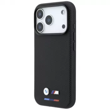 Capa MagSafe BMW M Quadrille Kevlar Tricolor & Metal Logo para iPhone 18 Pro / 17 Pro - preta