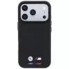 Capa MagSafe BMW M Quadrille Kevlar Tricolor & Metal Logo para iPhone 18 Pro / 17 Pro - preta
