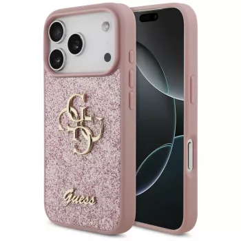 Capa GUESS Fixed Glitter Big 4G para iPhone 18 Pro / 17 Pro – Rosa