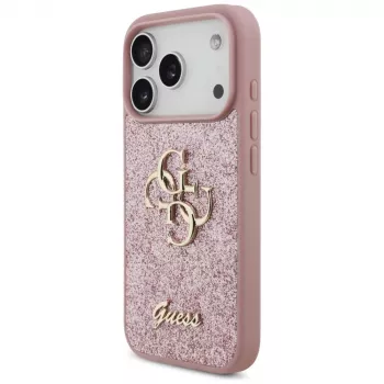 Capa GUESS Fixed Glitter Big 4G para iPhone 18 Pro / 17 Pro – Rosa
