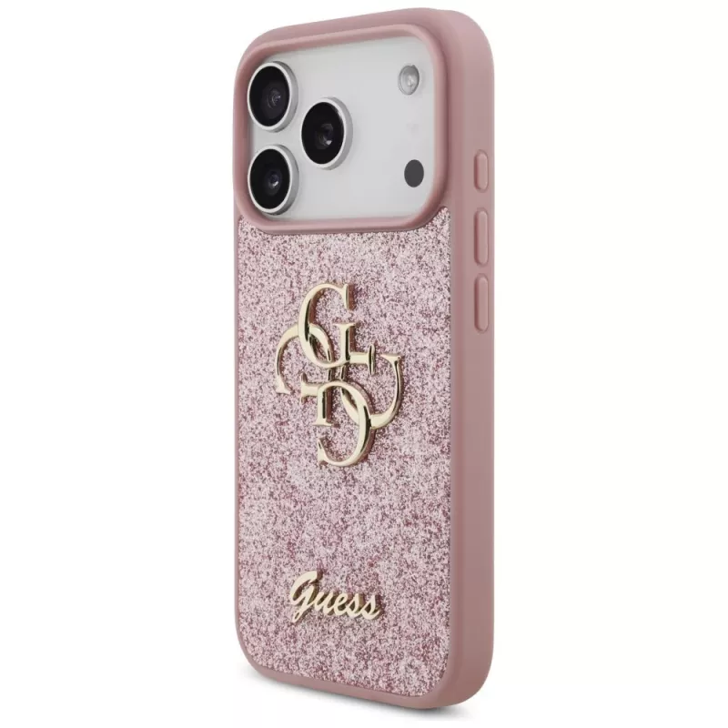 Capa GUESS Fixed Glitter Big 4G para iPhone 18 Pro / 17 Pro – Rosa