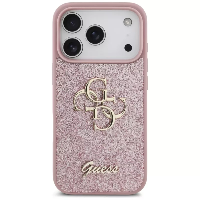 Capa GUESS Fixed Glitter Big 4G para iPhone 18 Pro / 17 Pro – Rosa