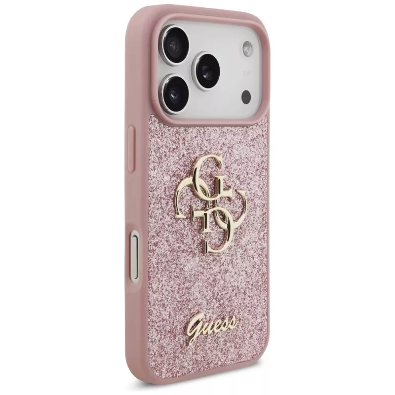 Capa GUESS Fixed Glitter Big 4G para iPhone 18 Pro / 17 Pro – Rosa