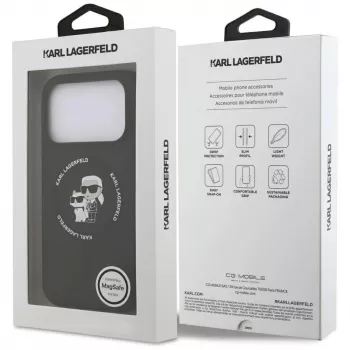 Capa MagSafe Karl Lagerfeld Silikon Karl & Choupette Ring para iPhone 17 Pro Max - Preto