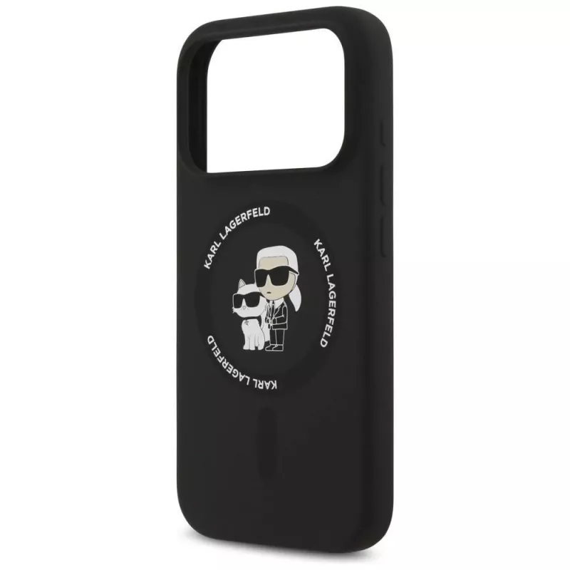 Capa MagSafe Karl Lagerfeld Silikon Karl & Choupette Ring para iPhone 17 Pro Max - Preto