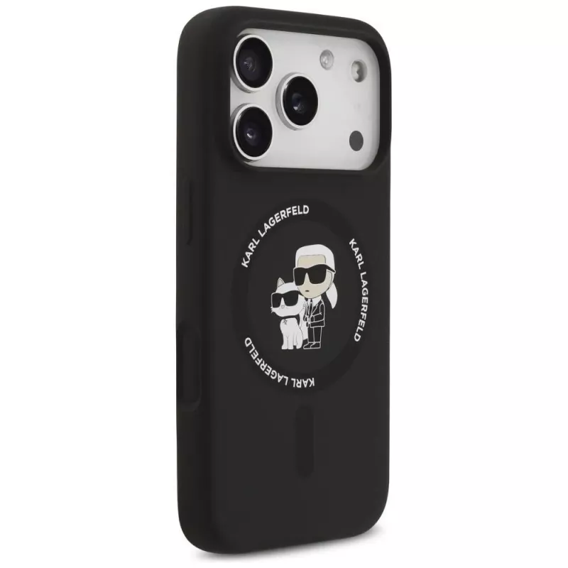 Capa MagSafe Karl Lagerfeld Silikon Karl & Choupette Ring para iPhone 17 Pro Max - Preto