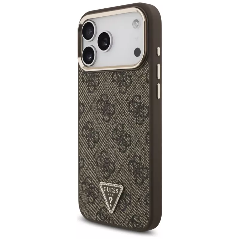 Capa MagSafe GUESS 4G Triangle Logo para iPhone 18 Pro Max / 17 Pro Max - Castanho