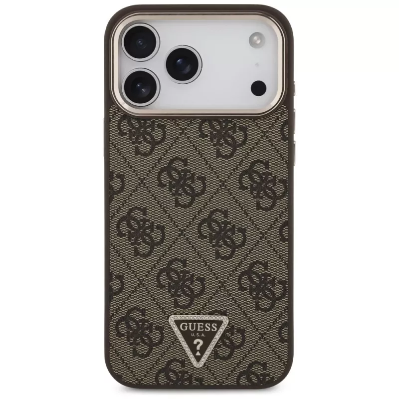 Capa MagSafe GUESS 4G Triangle Logo para iPhone 18 Pro Max / 17 Pro Max - Castanho