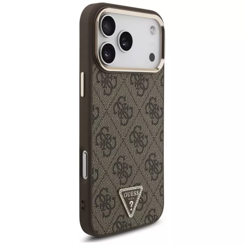 Capa MagSafe GUESS 4G Triangle Logo para iPhone 18 Pro Max / 17 Pro Max - Castanho