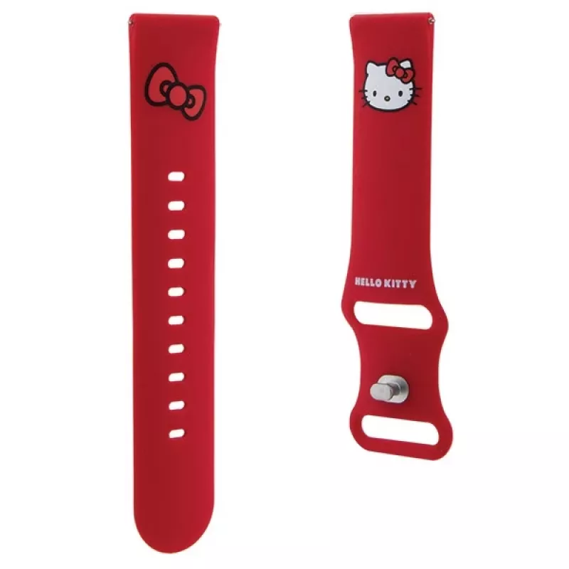 Pulseira universal de silicone Hello Kitty 22mm Cabeça da Kitty Vermelha