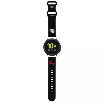 Pulseira universal de silicone Hello Kitty com design de cabeça da Kitty, Preto, 20mm