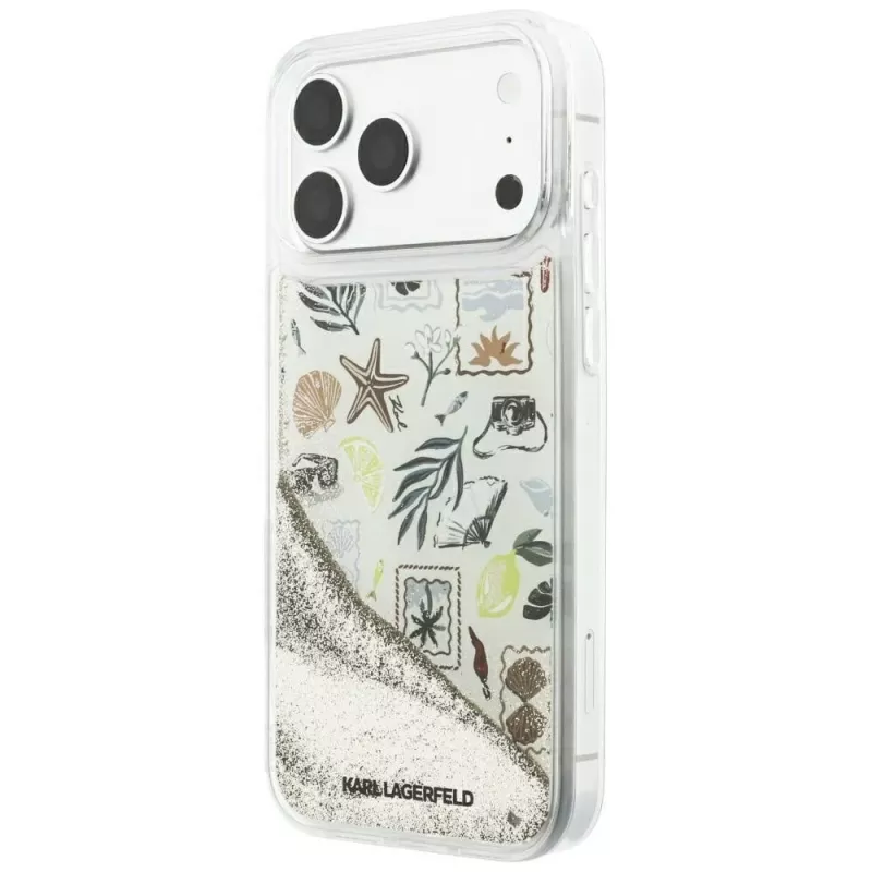 Capa Karl Lagerfeld Liquid Glitter Beach & Sand para iPhone 18 Pro Max / 17 Pro Max – Bege