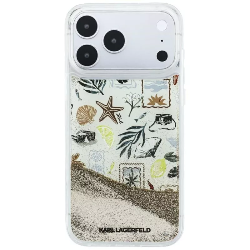 Capa Karl Lagerfeld Liquid Glitter Beach & Sand para iPhone 18 Pro Max / 17 Pro Max – Bege
