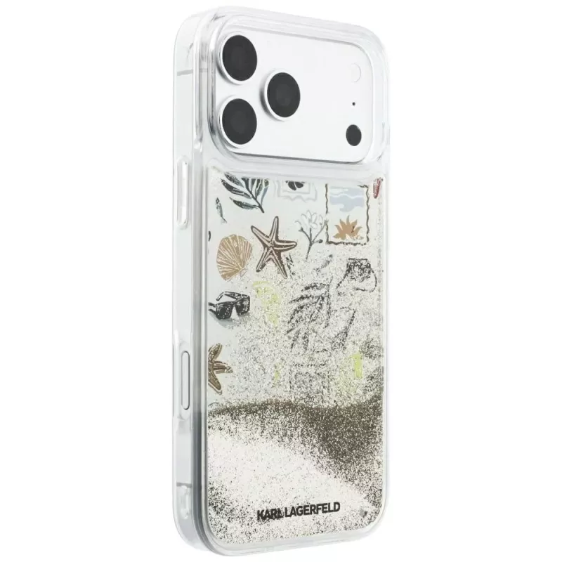 Capa Karl Lagerfeld Liquid Glitter Beach & Sand para iPhone 18 Pro Max / 17 Pro Max – Bege