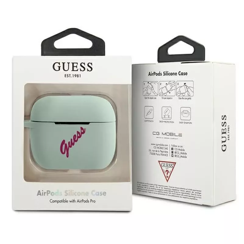 Capa de silicone GUESS Vintage para AirPods Pro - Azul Fuchsia
