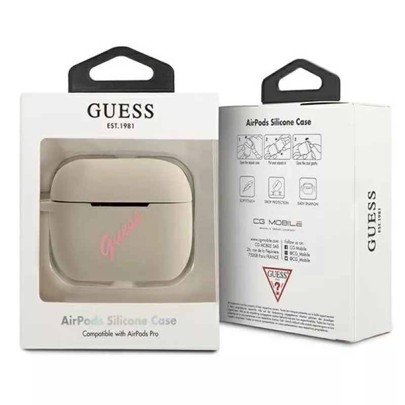 Capa de silicone GUESS Vintage para Apple AirPods Pro - Cinzento Rosa