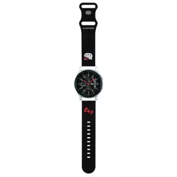 Pulseira de silicone Hello Kitty com cabeça da Kitty para smartwatches, 22 mm, Preto