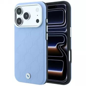 Capa MagSafe BMW Sign Deboss Quilted Metal Logo para iPhone 17 Pro / 18 Pro - Azul