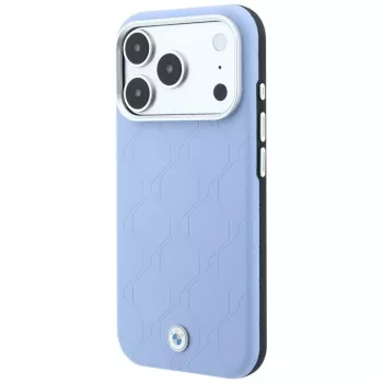 Capa MagSafe BMW Sign Deboss Quilted Metal Logo para iPhone 17 Pro / 18 Pro - Azul