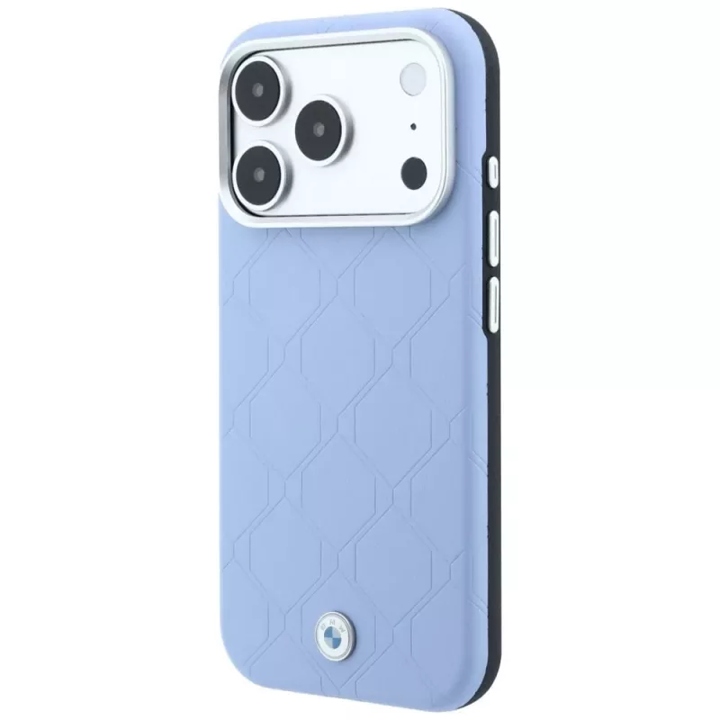 Capa MagSafe BMW Sign Deboss Quilted Metal Logo para iPhone 17 Pro / 18 Pro - Azul