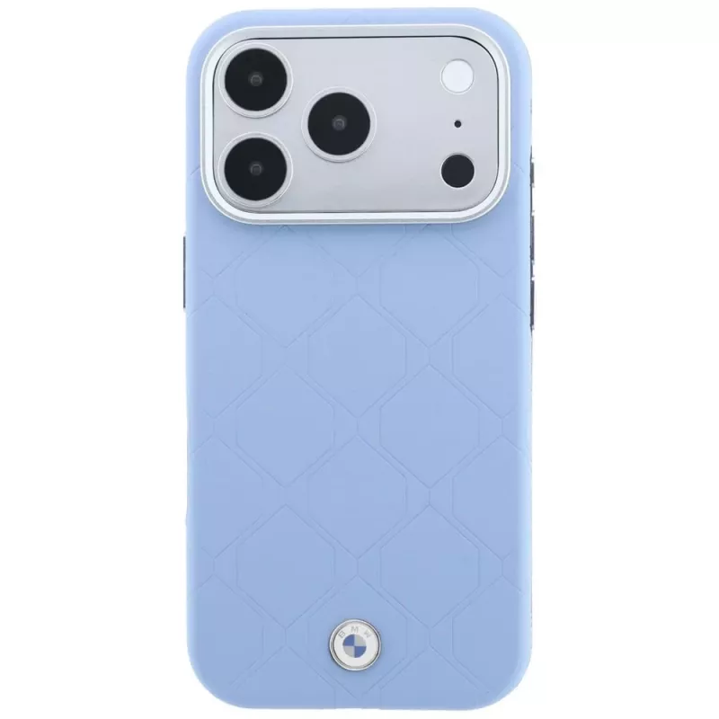 Capa MagSafe BMW Sign Deboss Quilted Metal Logo para iPhone 17 Pro / 18 Pro - Azul