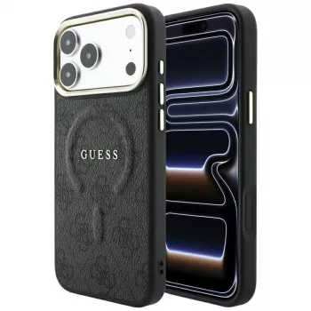 Capa MagSafe GUESS Embossed 4G Classic para iPhone 17 Pro / 18 Pro - Preto