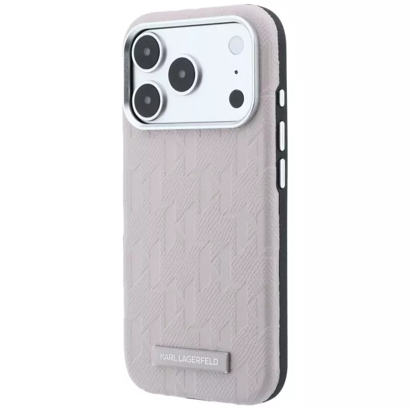 Capa MagSafe Karl Lagerfeld Grained Mono Resin Logo para iPhone 18 Pro / 17 Pro - Rosa